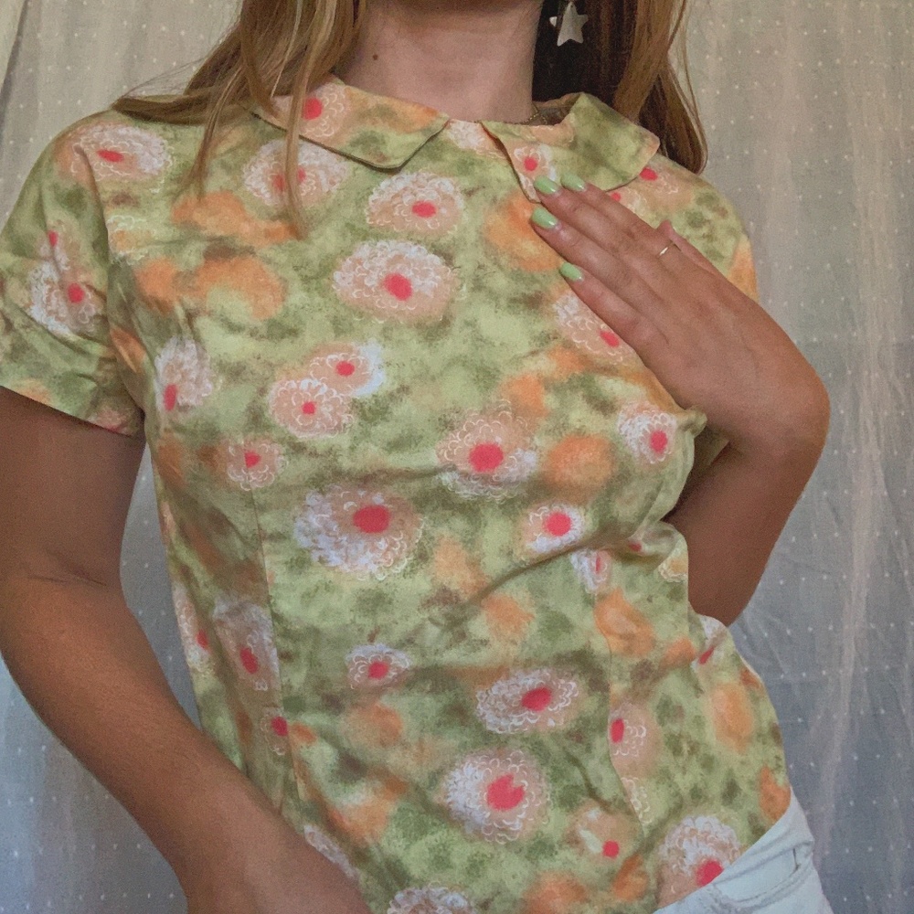Handmade 50s vintage floral blouse